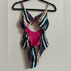 Marine Layer • Havana Tie Front Rainbow Stripe Swimsuit